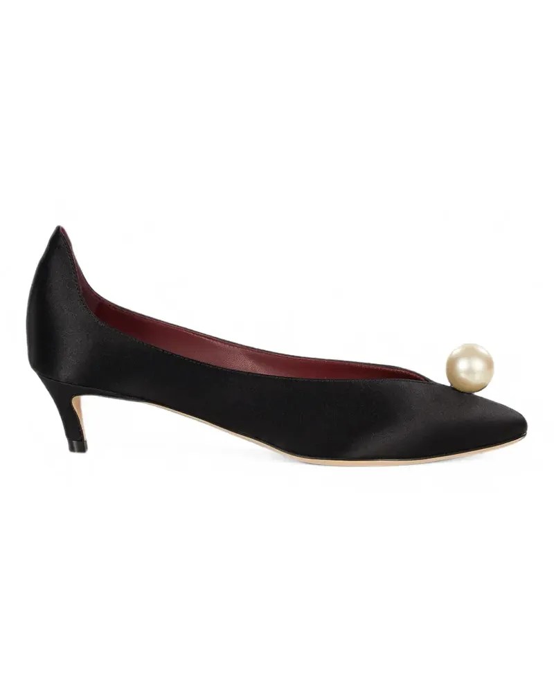 Magda Butrym faux-pearl embellished satin pumps - Schwarz Schwarz