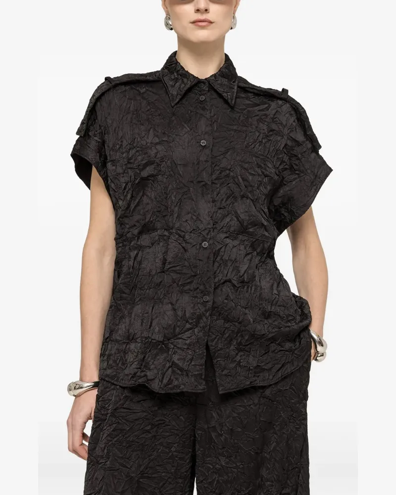 NISSA crinkle effect shirt - Schwarz Schwarz