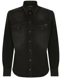 Dolce & Gabbana Jeanshemd mit Knopfleiste Schwarz