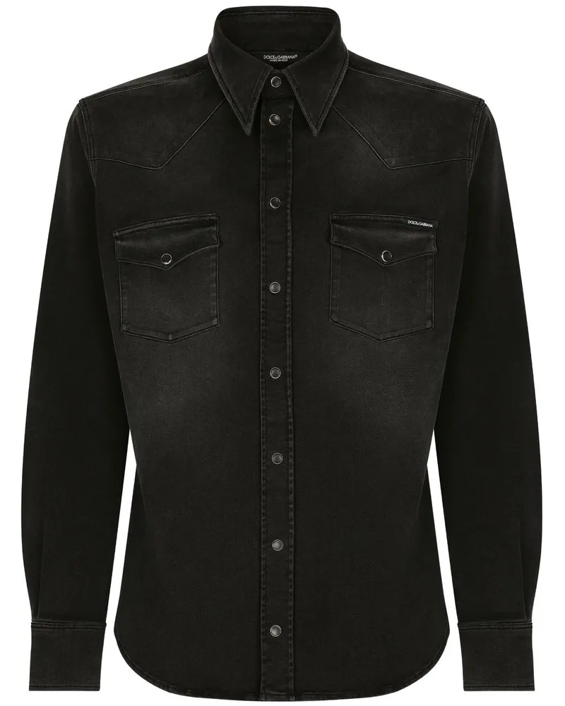 Dolce & Gabbana Jeanshemd mit Knopfleiste Schwarz