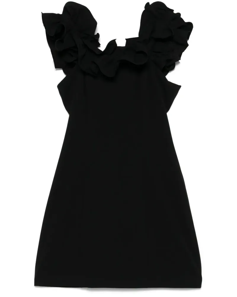 ROTATE Birger Christensen Minikleid mit Rüschendetail - Schwarz Schwarz