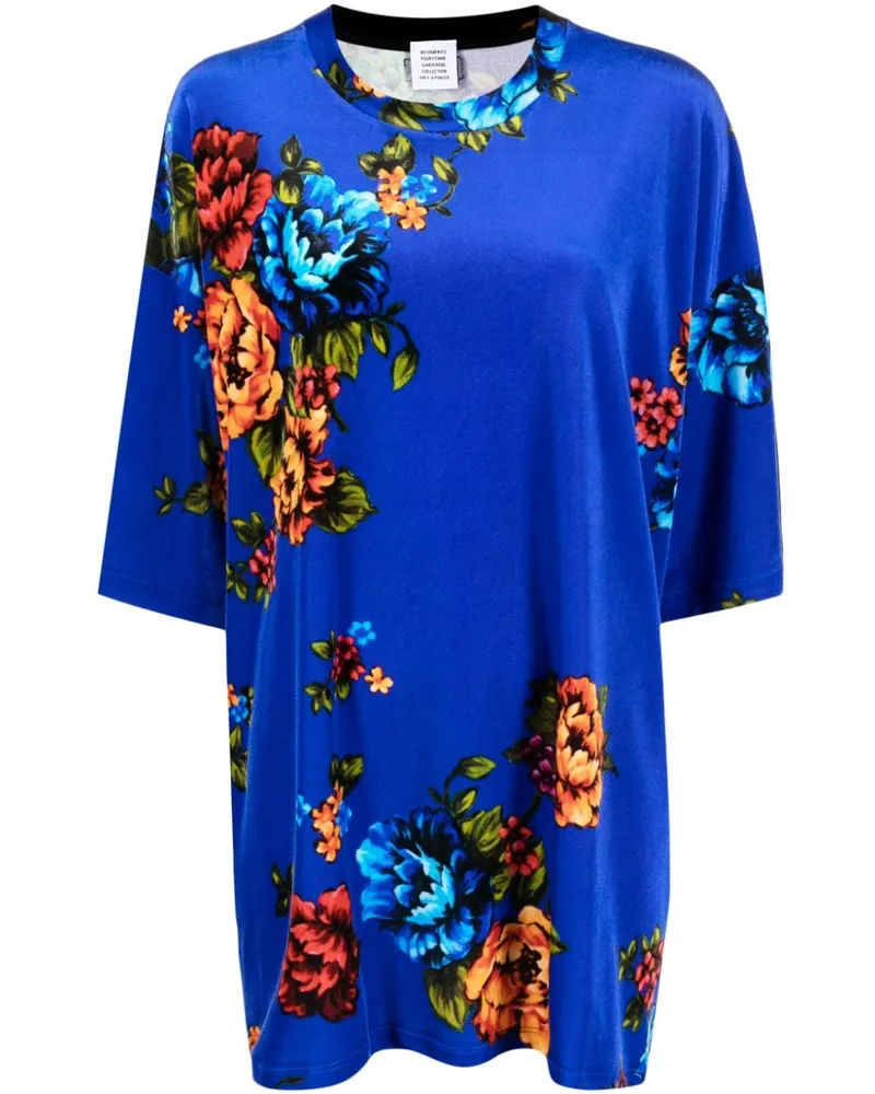 VETEMENTS Bluse mit Blumen-Print Blau