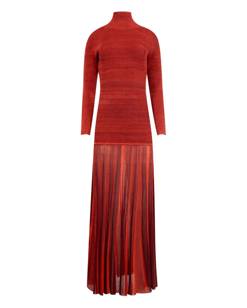Christopher John Rogers Geripptes Rollkragenkleid - Rot Rot