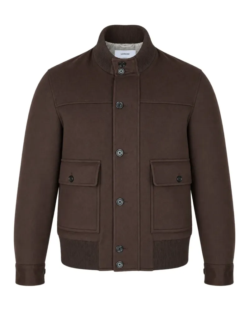 LARDINI ribbed-trim button-up jacket - Braun Braun