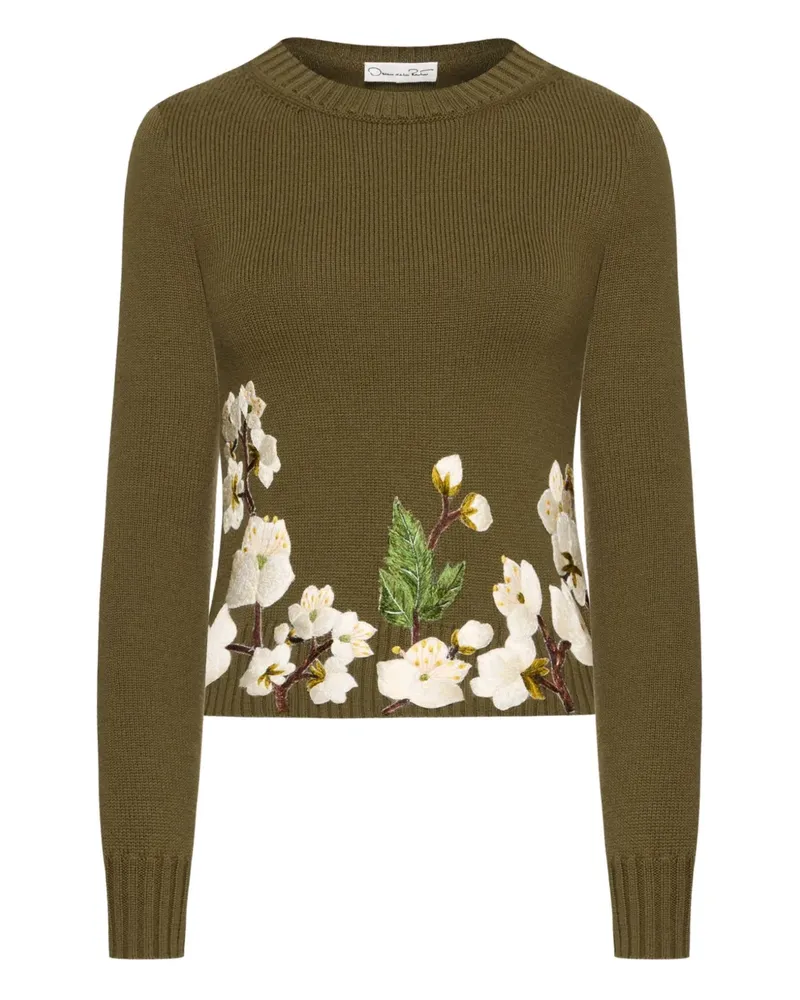 Oscar de la Renta Pullover mit Blumenstickerei - Grün Grün