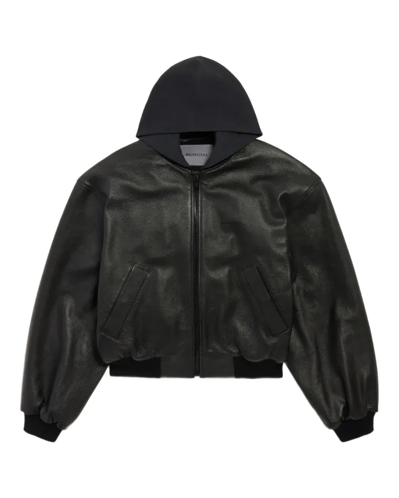 Balenciaga Salon de Couture leather bomber jacket - Schwarz Schwarz