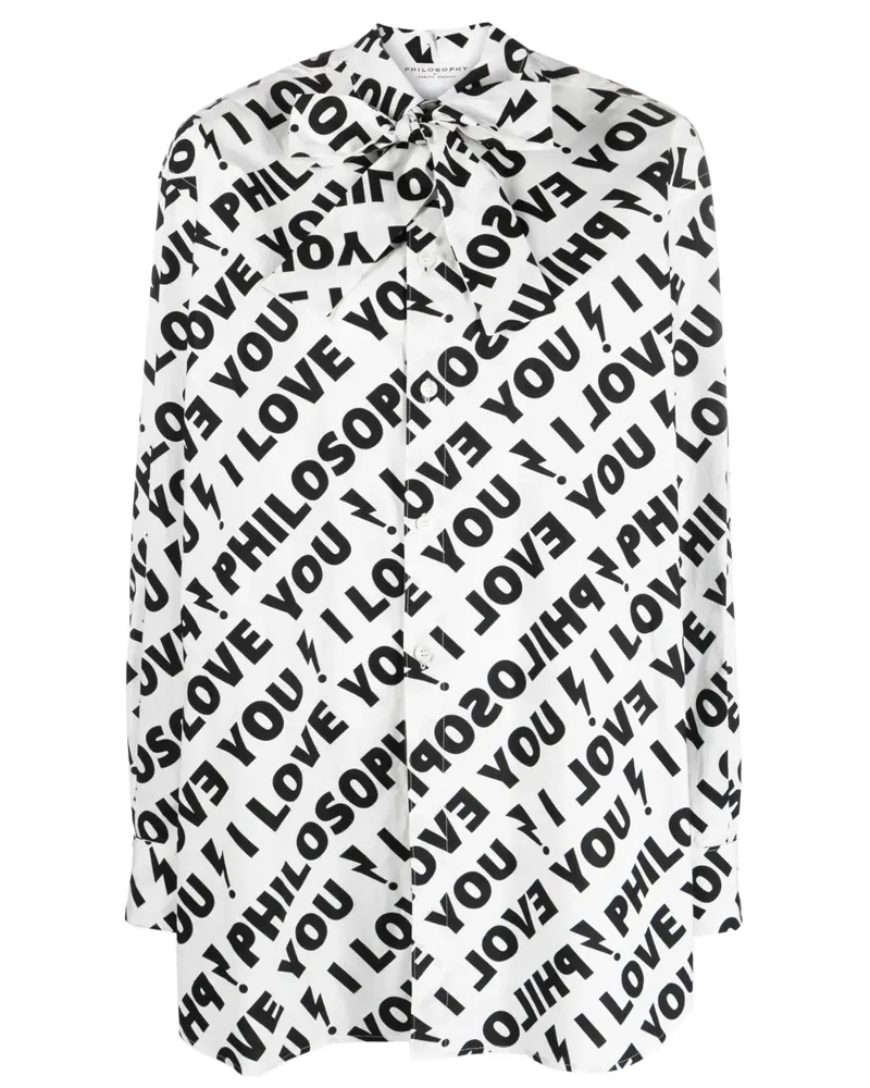 Philosophy Di Lorenzo Serafini Langes I Love You Philosophy Hemd - Weiß Weiß