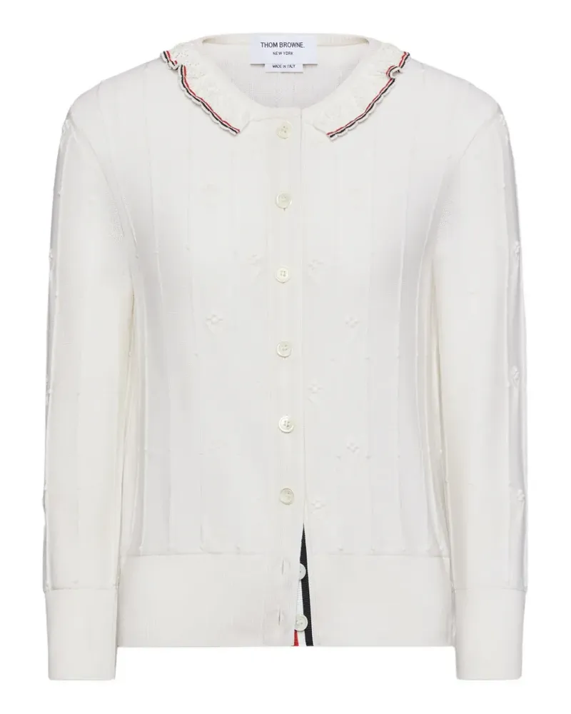 Thom Browne bobble stitch lace-trim cardigan - Weiß Weiß
