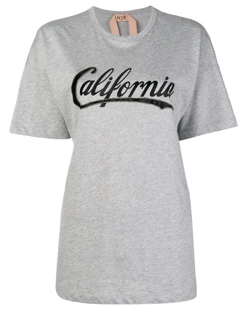 N° 21 T-Shirt mit Slogan - Grau Grau
