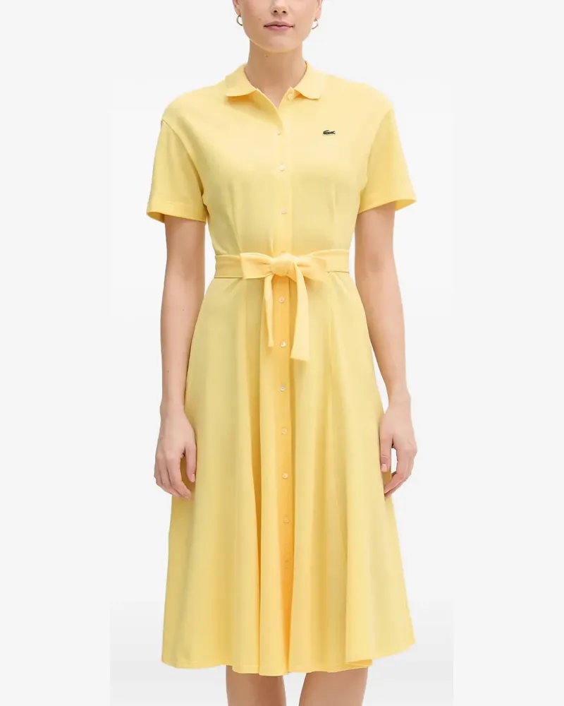 Lacoste logo-patch belted dress - Gelb Gelb