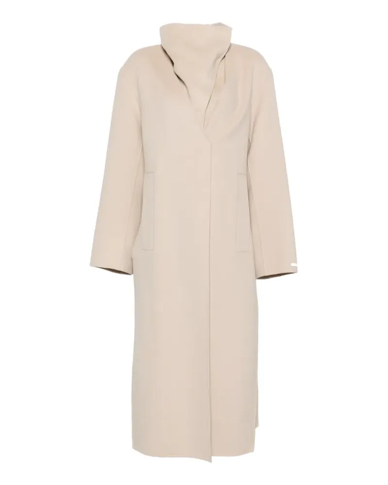 SPORTMAX asymmetric draped-collar coat - Nude Nude