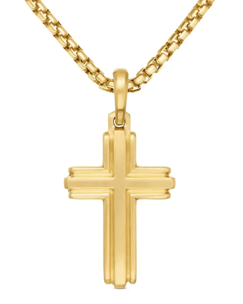 David Yurman 18kt Deco Cross Gelbgoldanhänger 34mm Gold