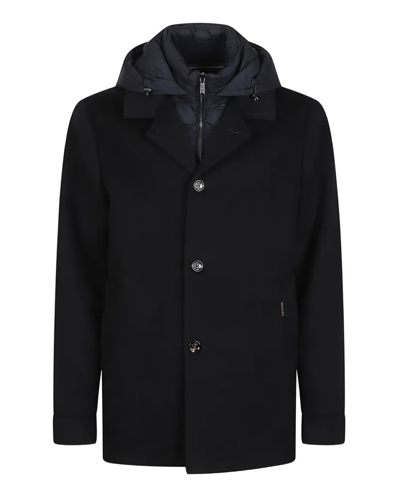 MOORER hooded wool single-breasted coat - Blau Blau