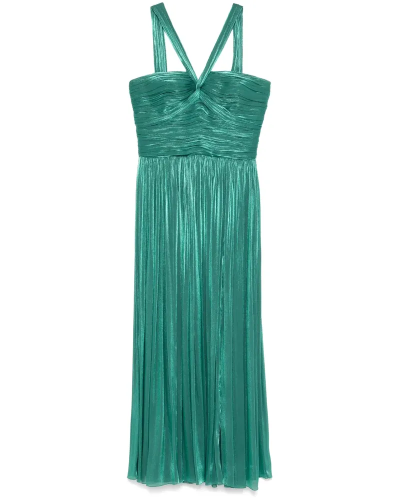 COSTARELLOS Georgette-Maxikleid aus Lurex - Grün Grün