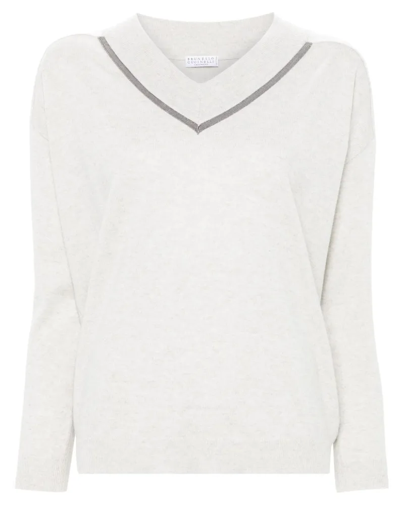 Brunello Cucinelli Pullover mit V-Ausschnitt - Nude Nude