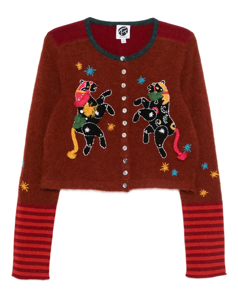 YANYAN KNITS horse-embroidered cardigan - Rot Rot