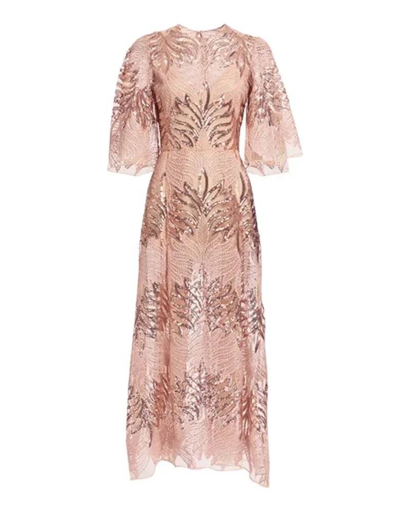 Elie Saab butterfly-sleeve midi dress - Rosa Rosa