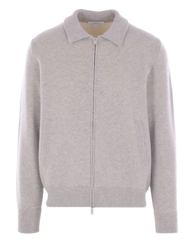 LARDINI Cardigan mit Poloshirtkragen - Grau Grau