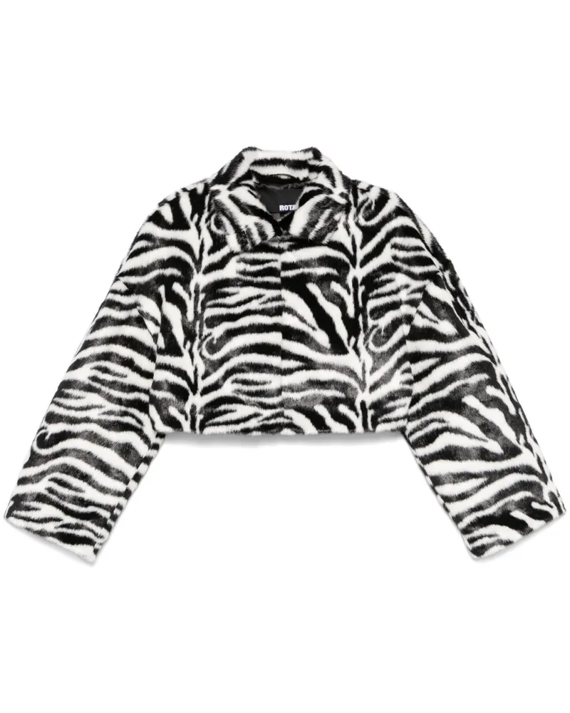 ROTATE Birger Christensen Jacke aus Faux Fur mit Zebra-Print - Schwarz Schwarz
