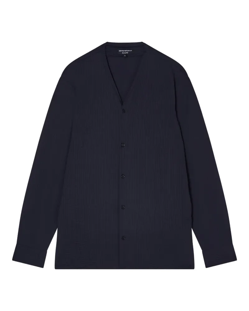 Emporio Armani Hemd mit V-Ausschnitt - Blau Blau