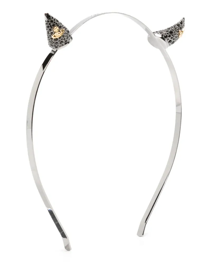Vivienne Westwood Haarreif mit Orb-Schild und Kristallen - Silber Silber