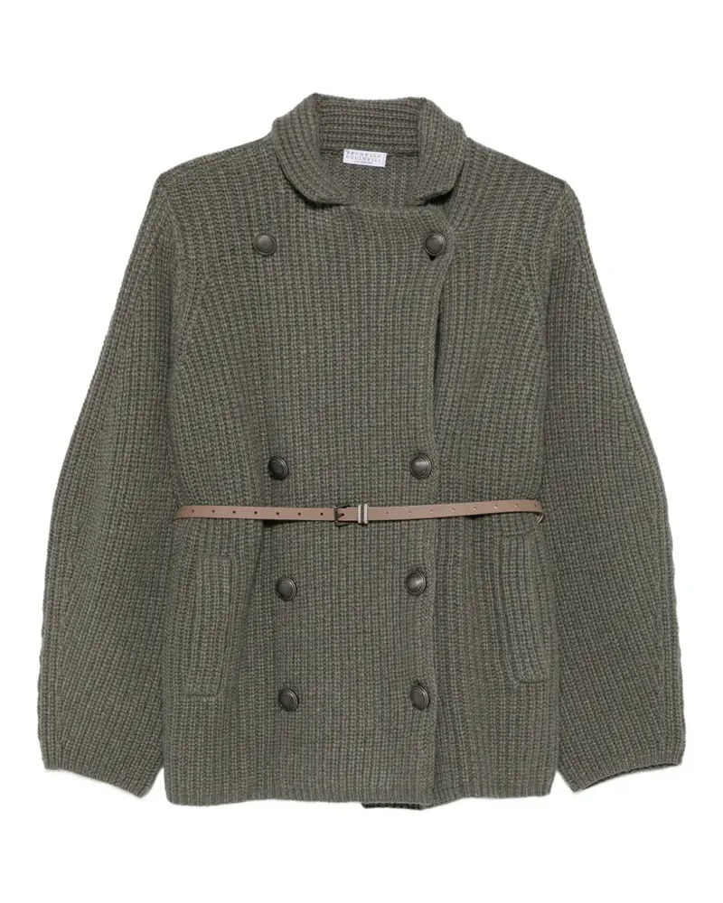 Brunello Cucinelli double-breasted ribbed-knit cardigan - Grün Grün