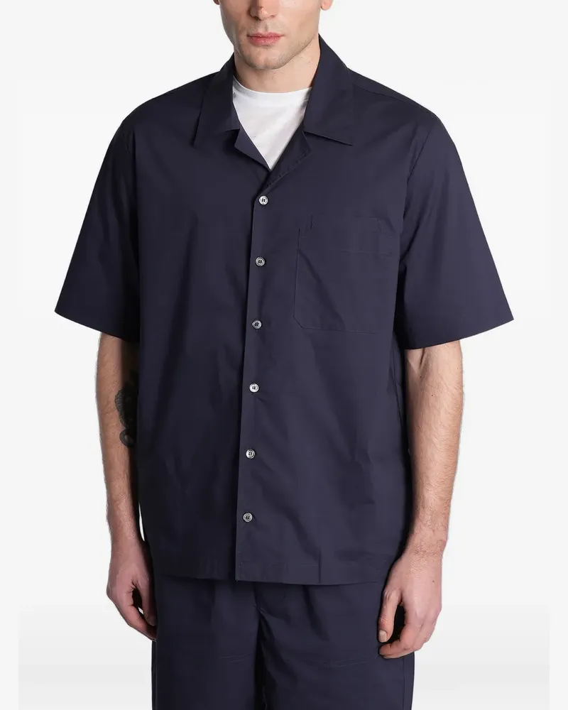 Roberto Collina short-sleeve chest-pocket cotton shirt - Blau Blau