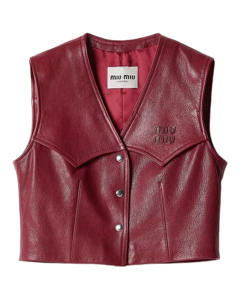 Miu Miu snap-button leather vest - Rot Rot
