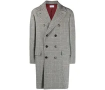 Doppelreihiger Mantel mit Karo - Schwarz