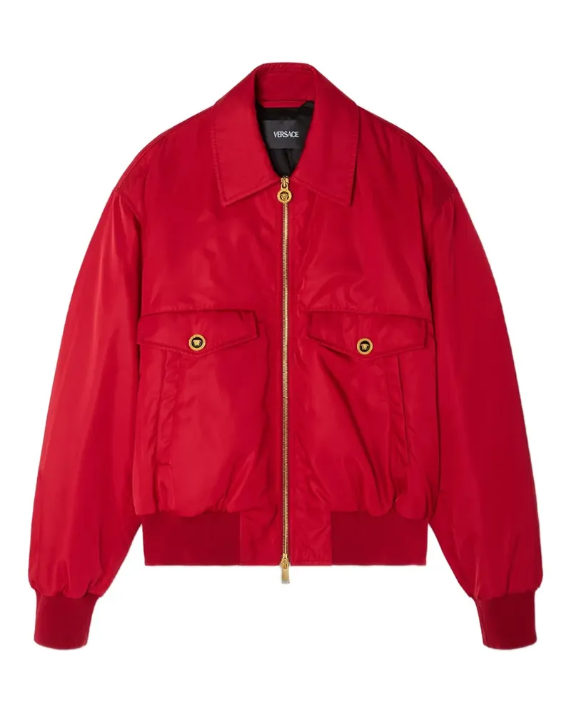 Versace Gerippte Bomberjacke mit goldfarbenem Reißverschluss - Rot Rot