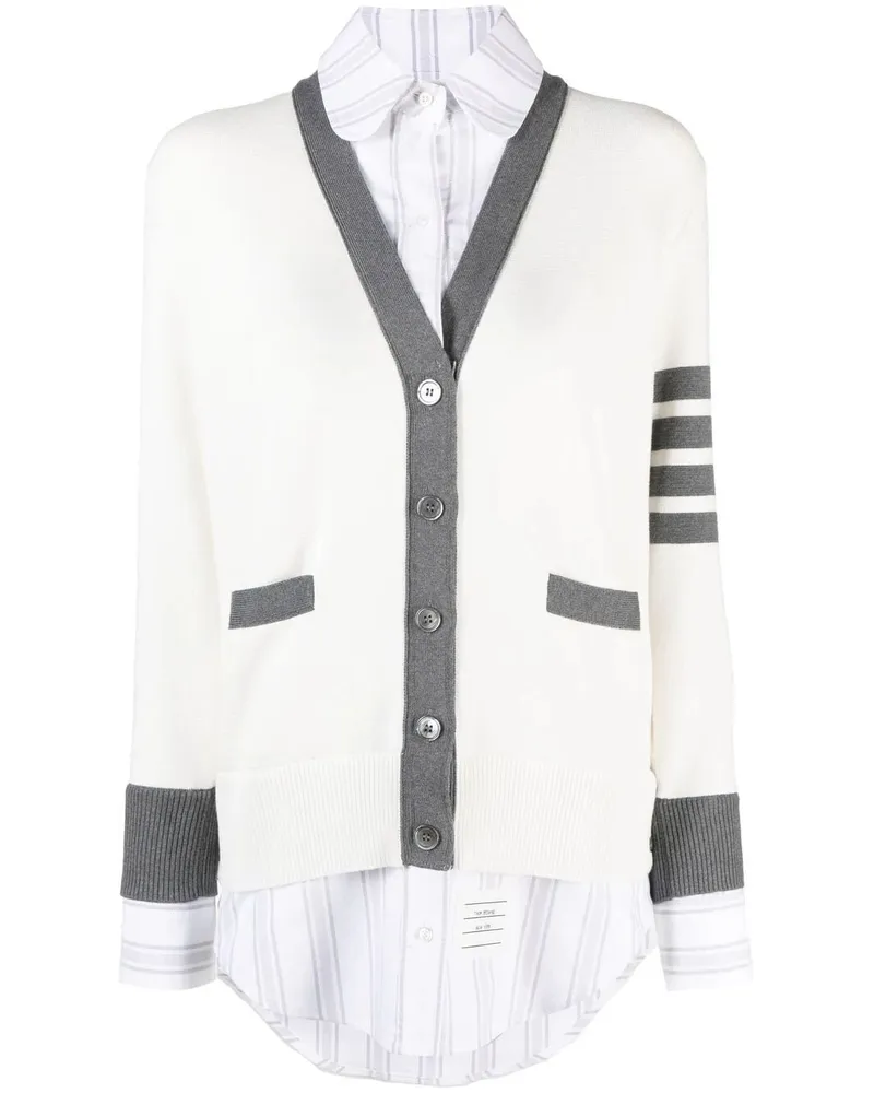 Thom Browne Cardigan mit Streifen im Layering-Look - Weiß Weiß