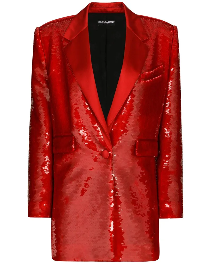 Dolce & Gabbana Einreihiger Blazer mit Pailletten - Rot Rot