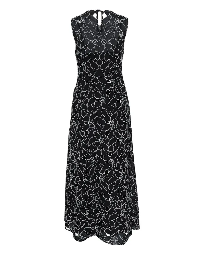 Ulla Johnson floral-embroidered midi dress - Schwarz Schwarz