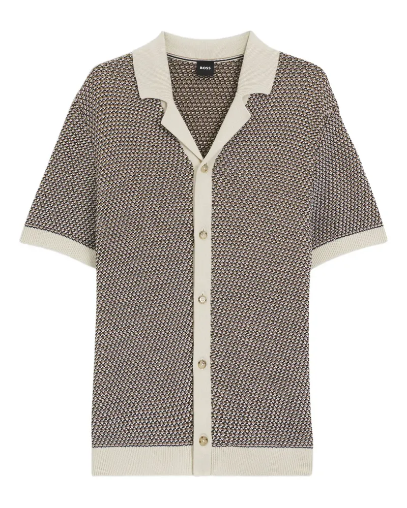 HUGO BOSS Hemd mit Hahnentrittmuster - Nude Nude
