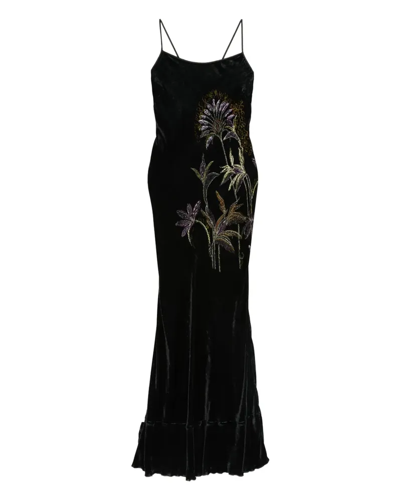 forte_forte Samtkleid mit Stickerei - Blau Blau