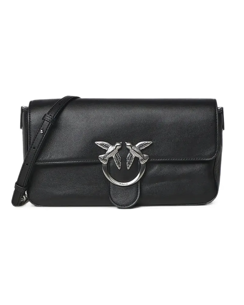 Pinko Love Birds leather shoulder bag - Schwarz Schwarz