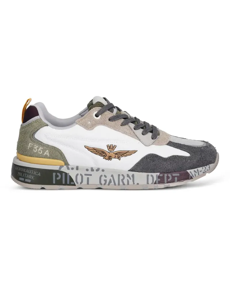 Aeronautica Militare logo-embroidered panelled sneakers - Weiß Weiß