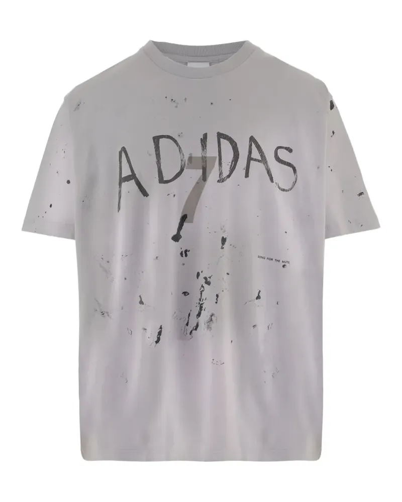 Song For The Mute x Adidas 007 logo-print paint-splatter T-shirt - Grau Grau