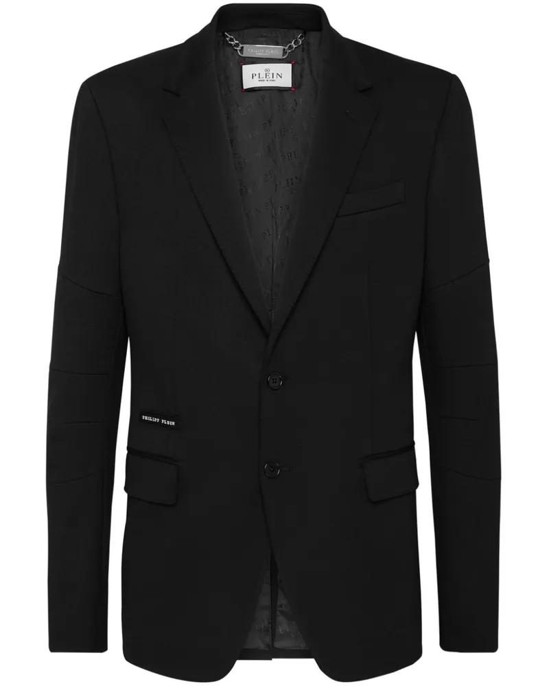 Philipp Plein Twill-Sakko mit Logo-Patch - Schwarz Schwarz