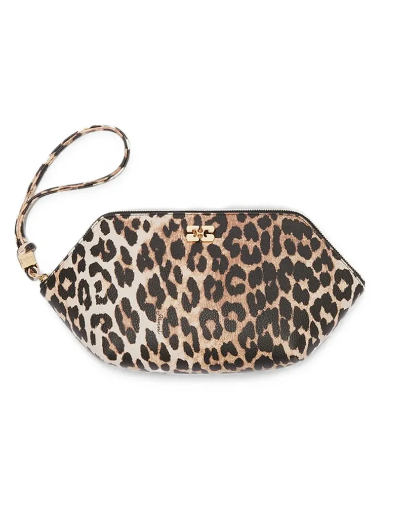 Ganni Bou make-up pouch in grained leopard - Nude Nude