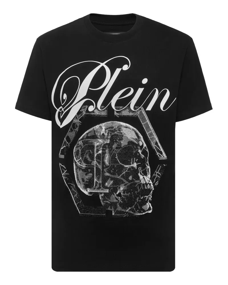 Philipp Plein T-Shirt mit Marble Skull-Print - Schwarz Schwarz