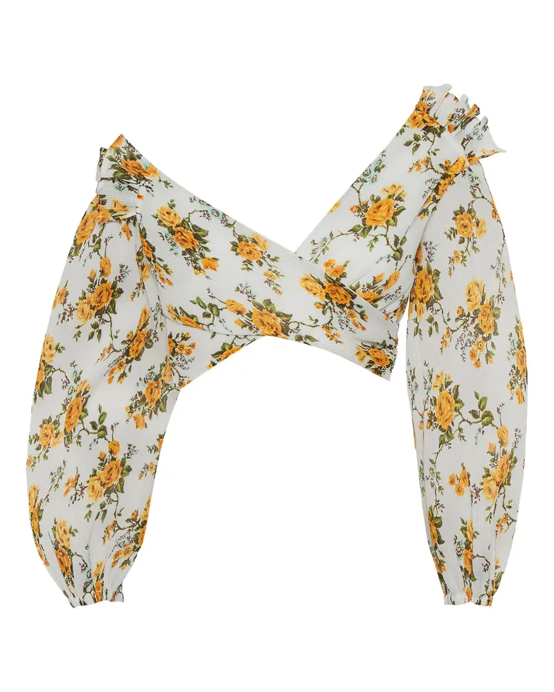Zimmermann Top mit Blumen-Print - Weiß Weiß