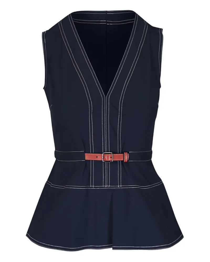 Veronica Beard Oberteil mit Gürtel - Blau Blau