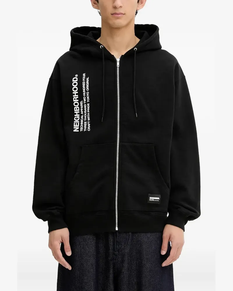 Neighborhood Kapuzenjacke mit Logo-Print - Schwarz Schwarz