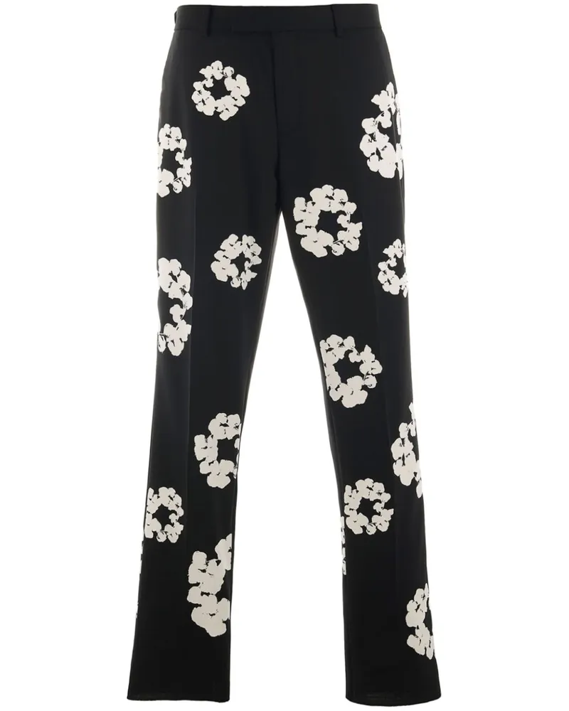 SAINT MXXXXXX Hose mit Wreath-Print - Schwarz Schwarz