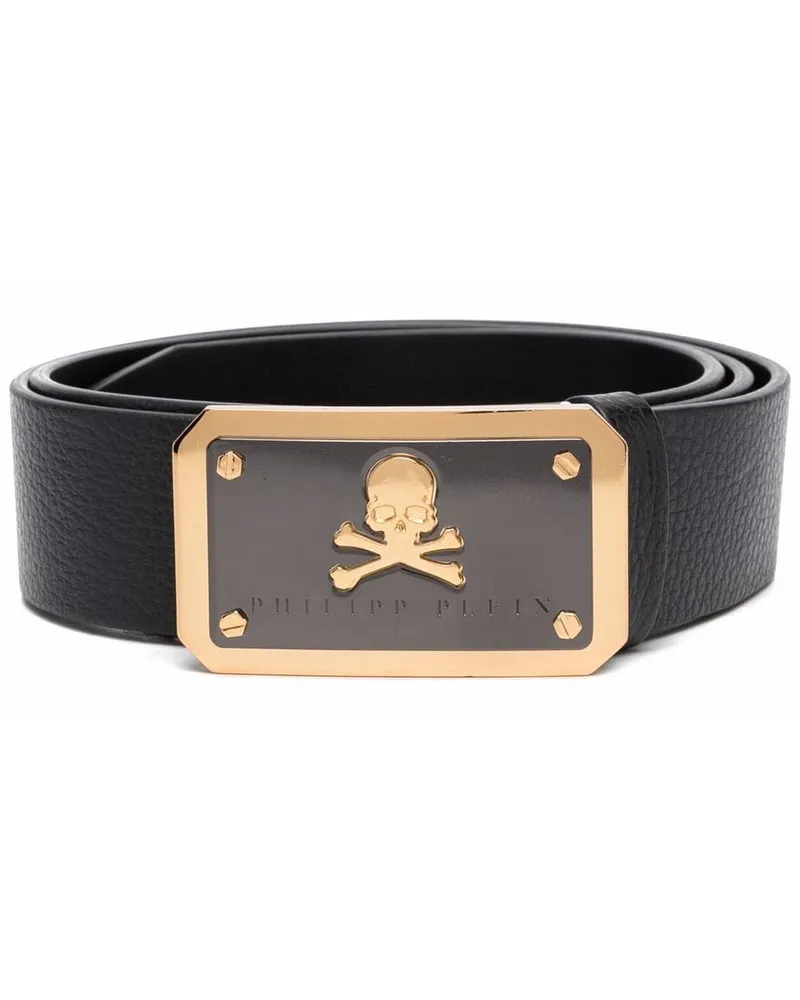 Philipp Plein Gürtel mit Logo-Schild - Schwarz Schwarz