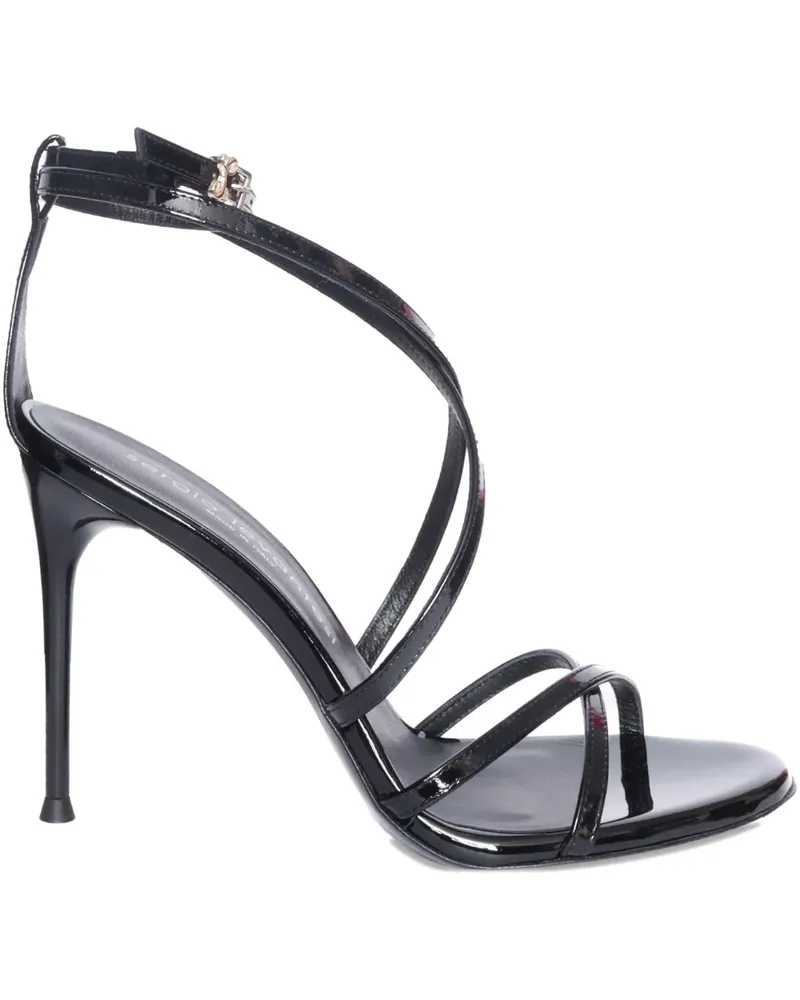 Sergio Levantesi Rebel 5 Sandalen aus Lackleder mit überkreuzten Riemen 110mm - Schwarz Schwarz