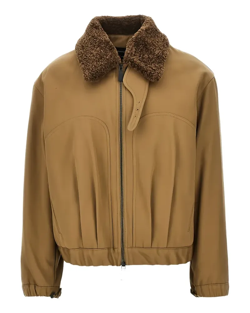 Emporio Armani faux-fur collar blouson jacket - Nude Nude