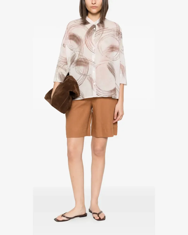 Gran Sasso elasticated-waistband linen shorts - Braun Braun