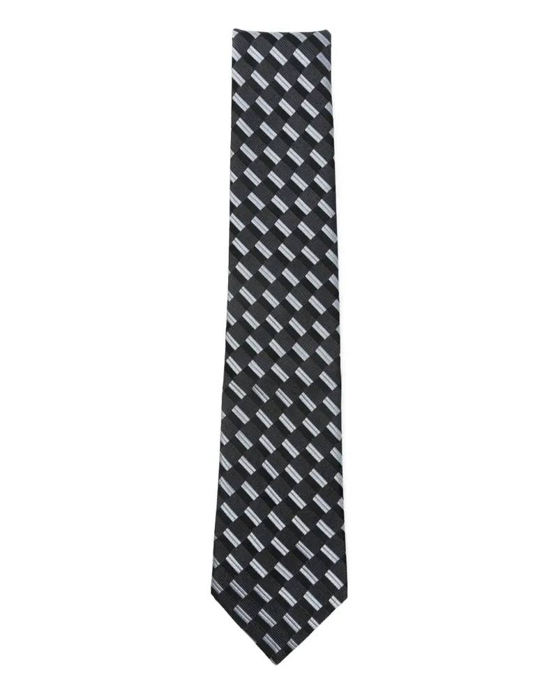 Emporio Armani Geometrisch gemusterte Seidenkrawatte - Blau Blau